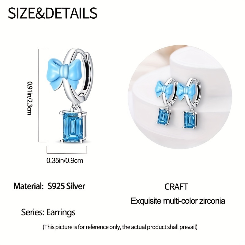925 Sterling Silver Enamel Bow Ribbon Hoop Earrings for Women